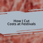 How I Cut Costs at Festivals