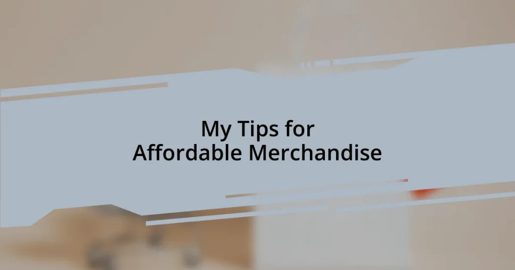 My Tips for Affordable Merchandise