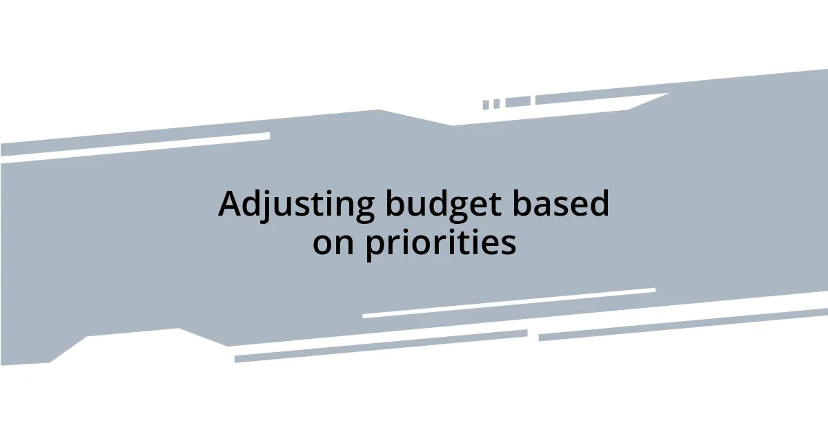 Adjusting budget based on priorities
