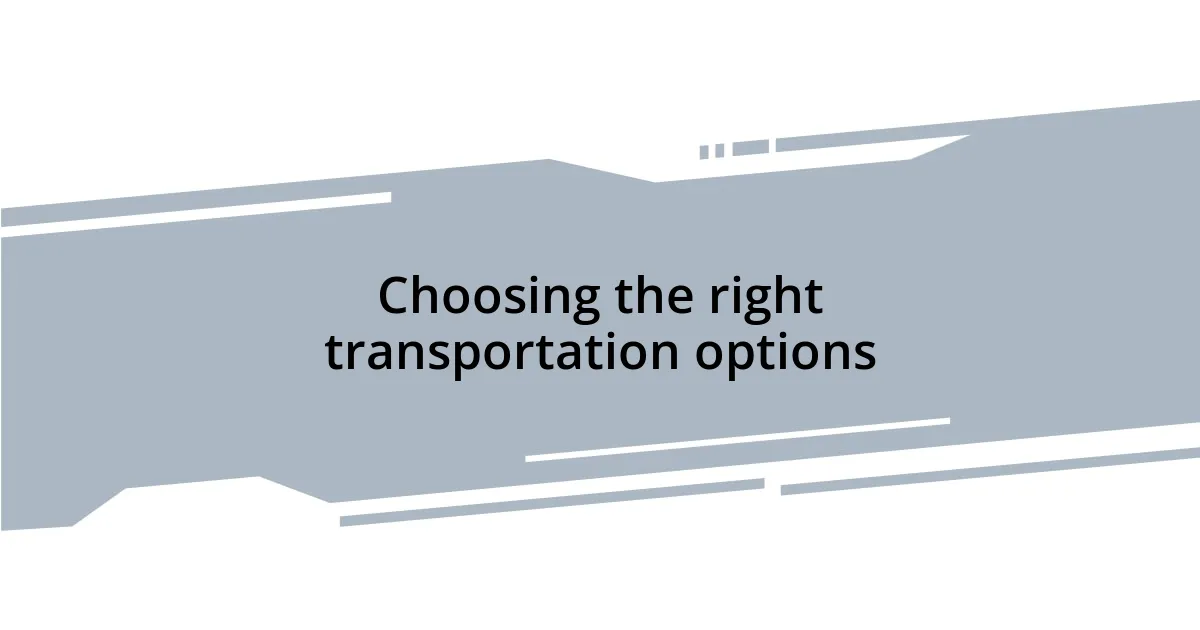 Choosing the right transportation options