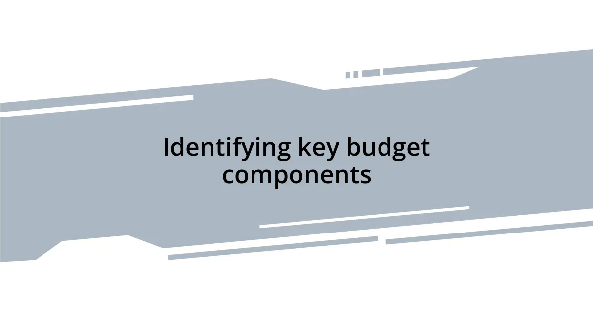 Identifying key budget components